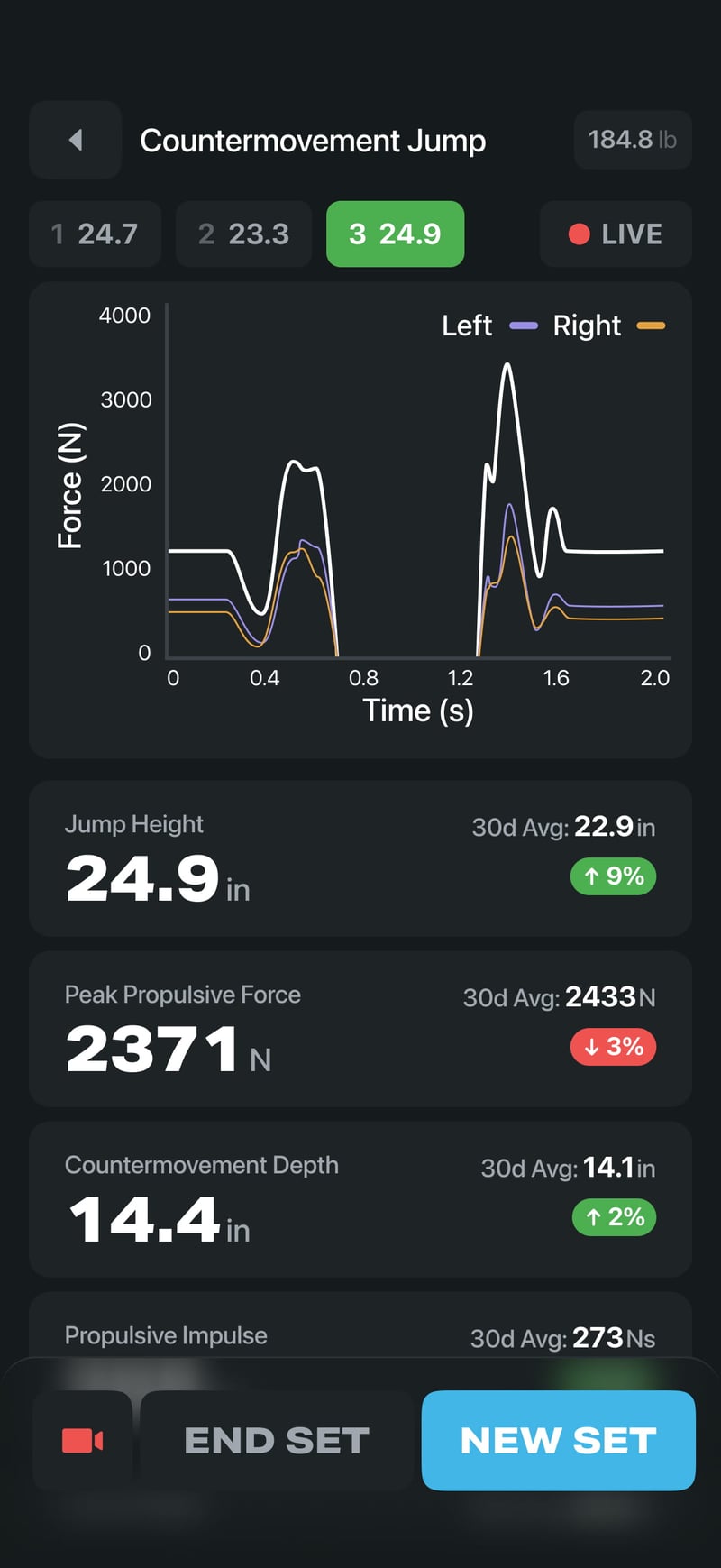 Live force data in the OVR Connect app