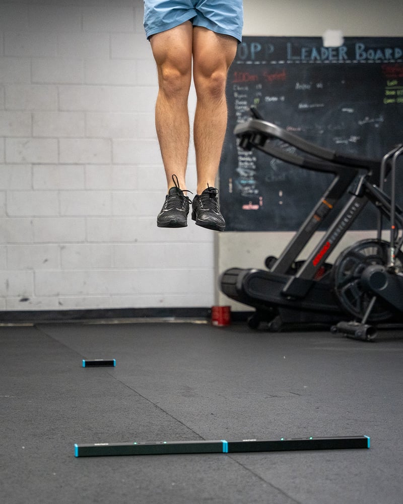 Athlete pushing harder into the next jump with the OVR Jump mat