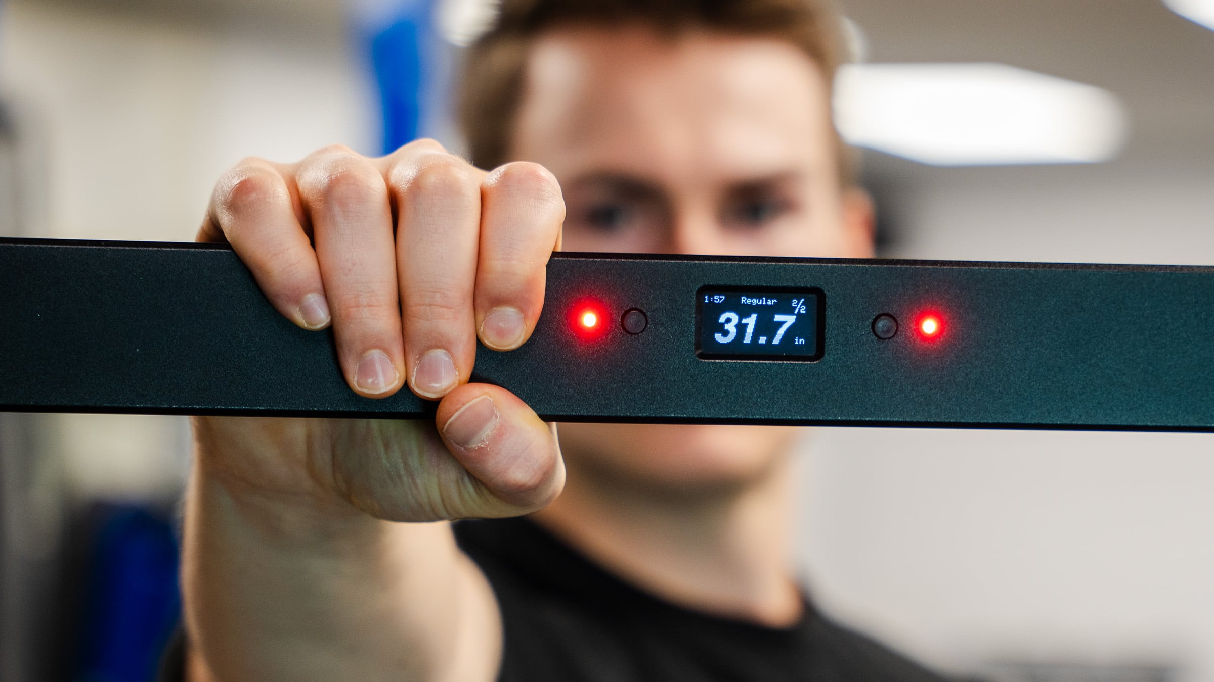OVR Jump device showing 31.7 inch vertical on its always-on display.