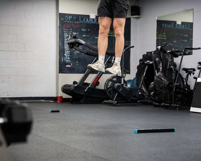 Athlete landing on the OVR Jump mat during a session